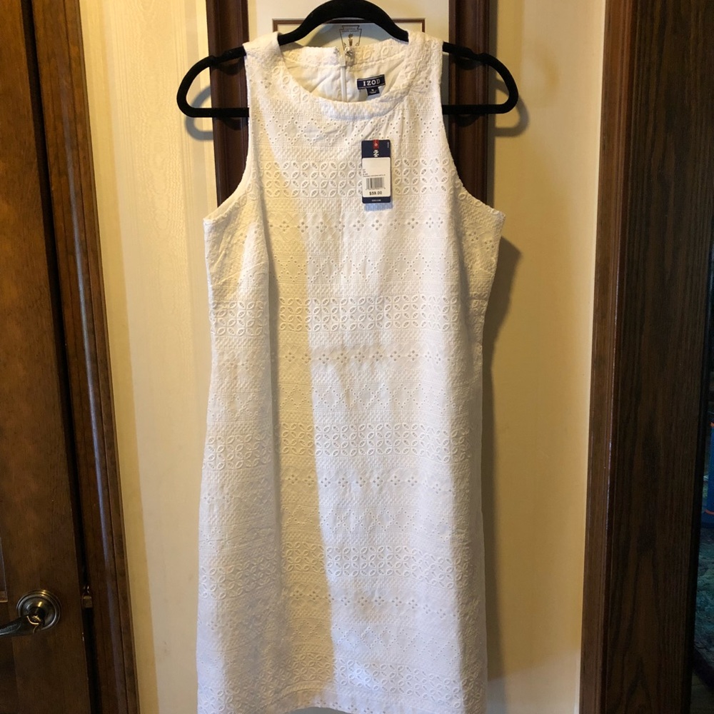 Izod white eyelet sheath dress